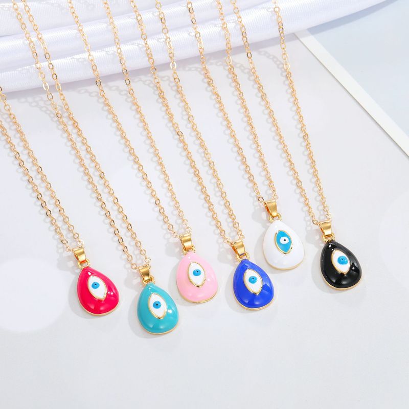 Fashion Demon Eye Water Drop Pendant Multicolor Necklace