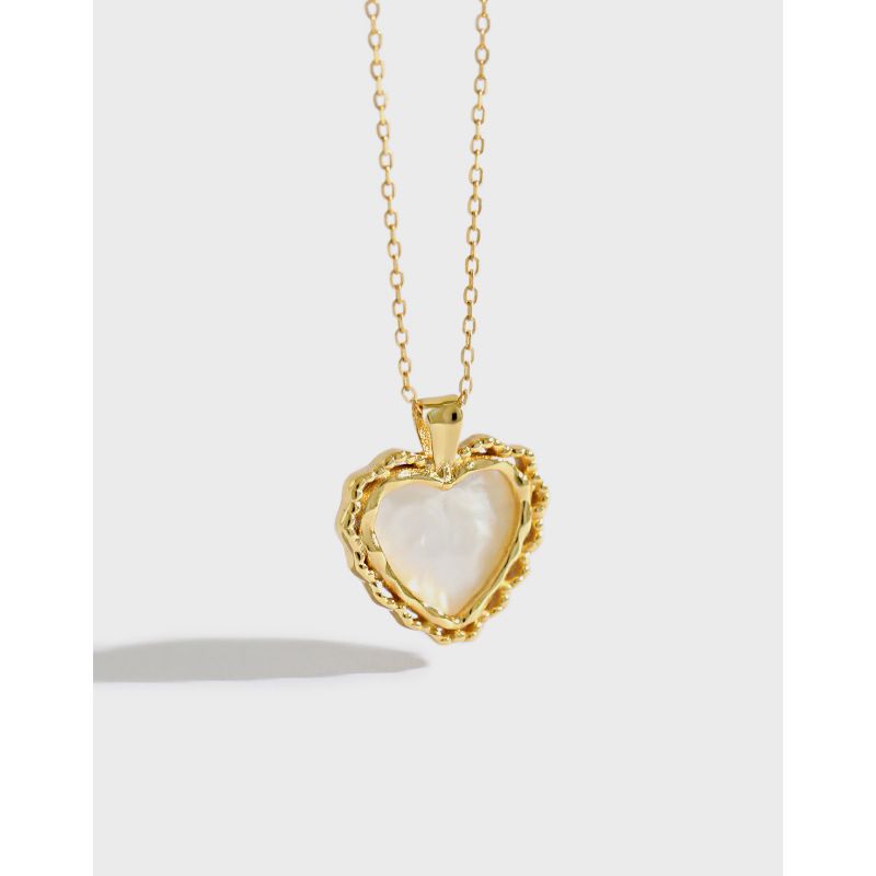 Korean Style Micro-inlaid Mother Shell Heart Short Necklace