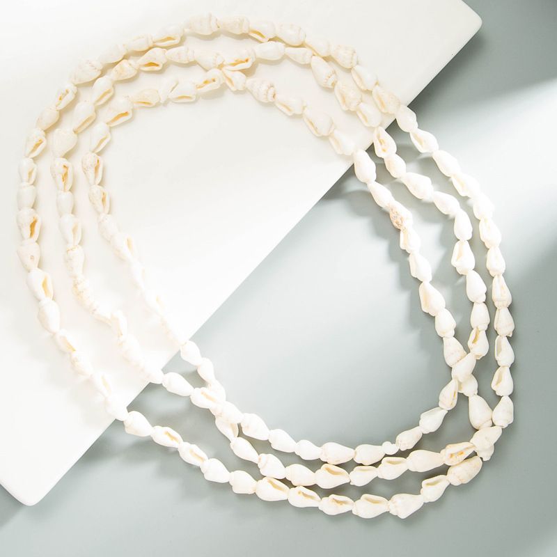 Ethnic Style White Shell Small Conch Multi-layer Long Necklace