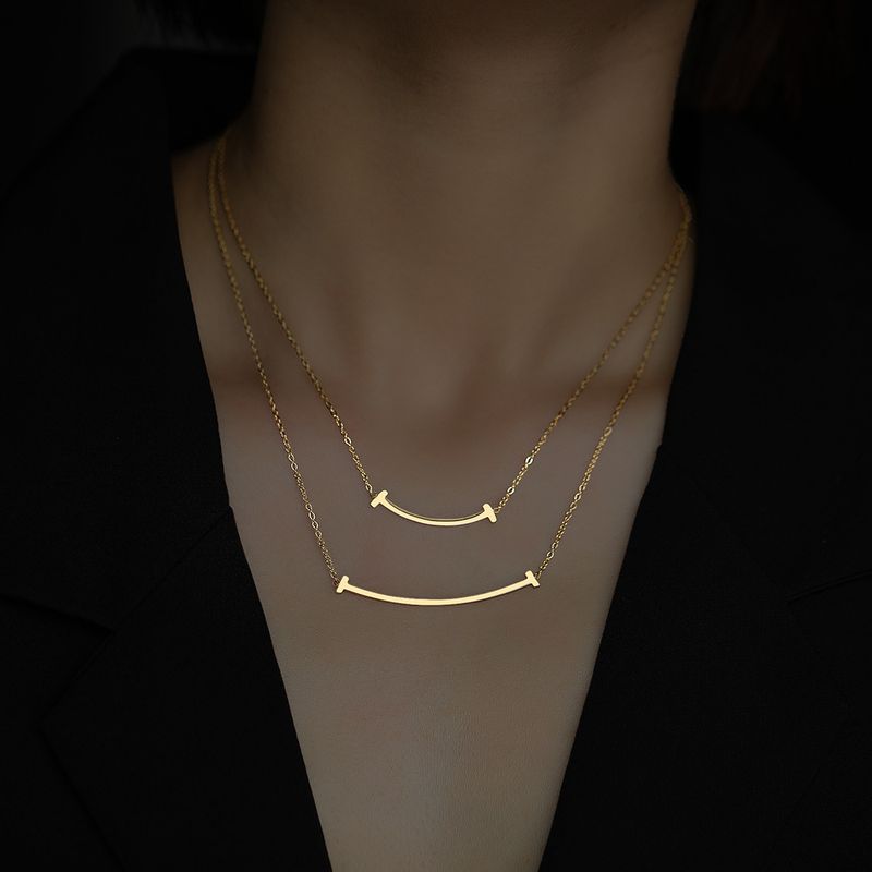 Titanium Steel Smiley Face Necklace Clavicle Chain