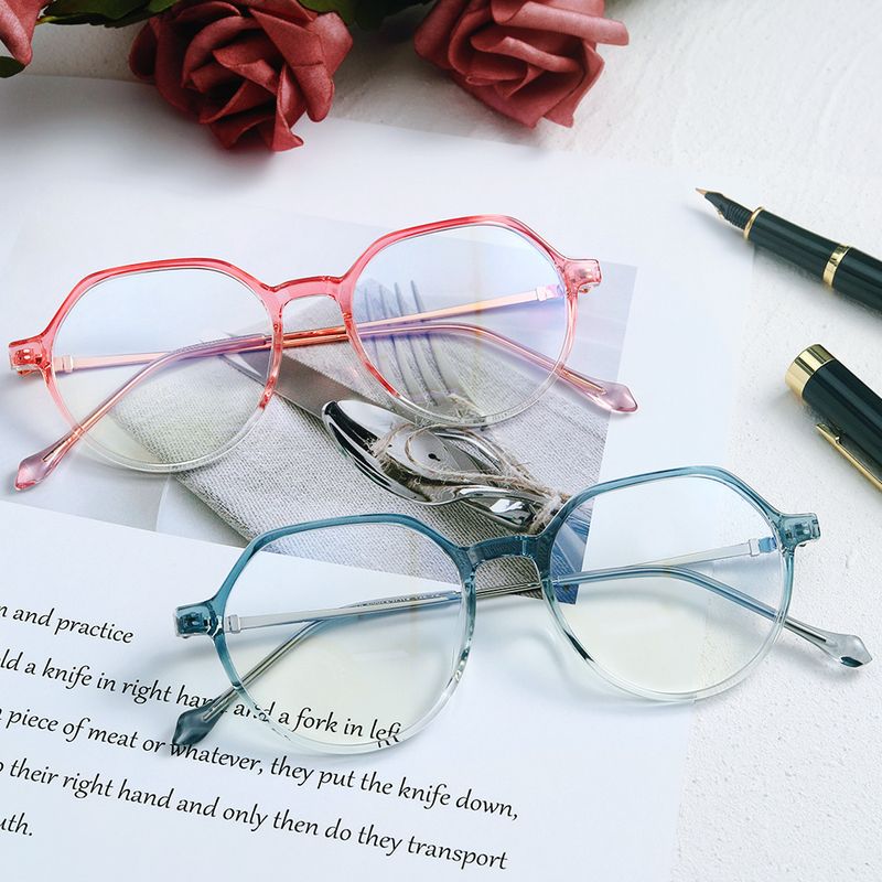 Retro Polygon Full Frame Flat Mirror Glasses