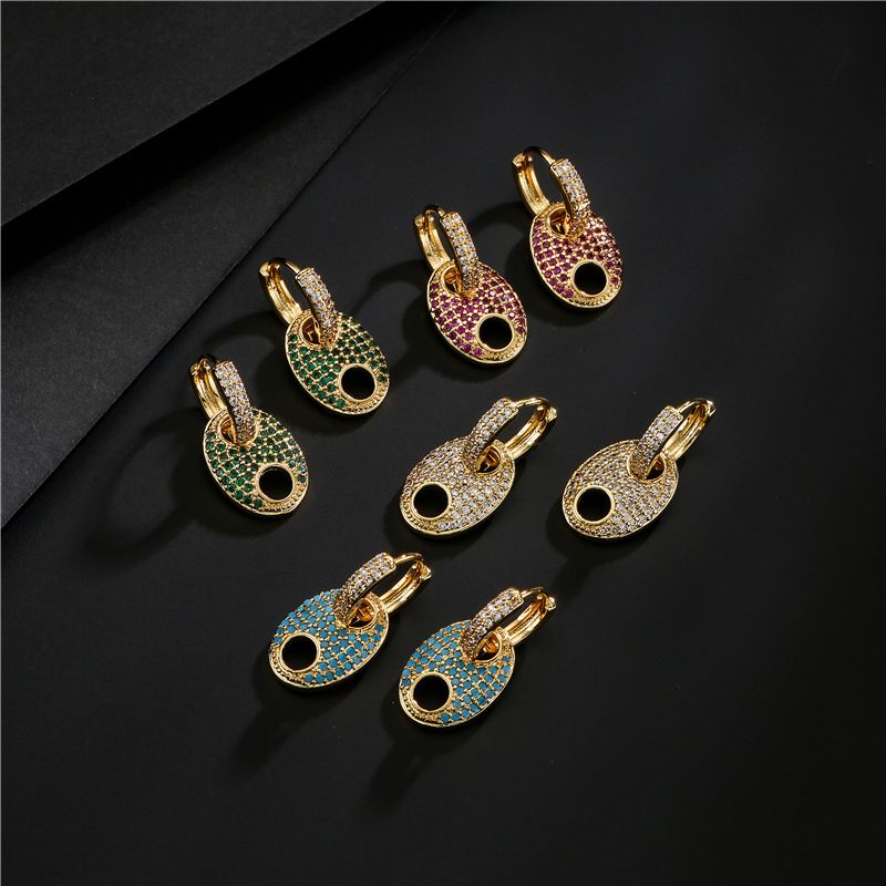 Retro Electroplated Copper Micro-inlaid Zircon Earrings