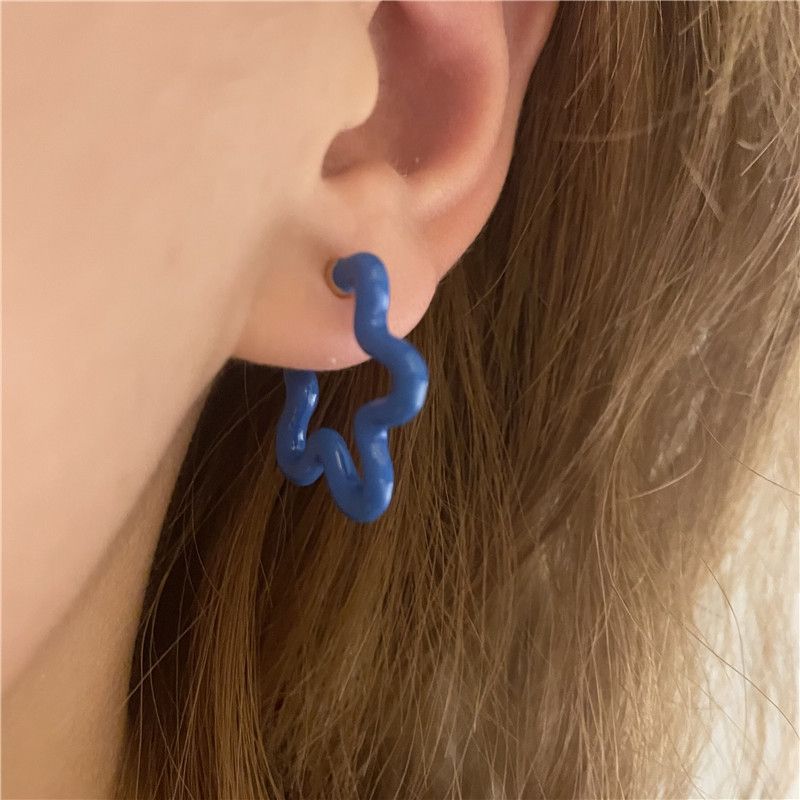 Korean Spray Paint Asymmetrical Color Earrings
