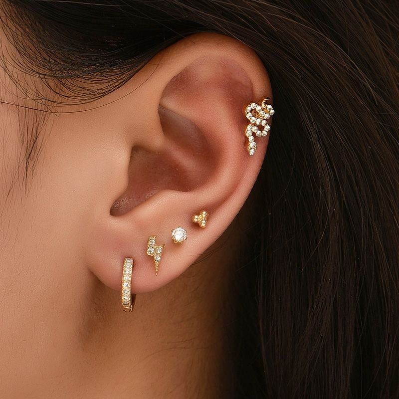 Korean Simple Geometric Diamond Ear Clip Set