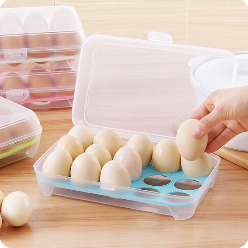 Cocina Simple Almacenamiento Portátil Caja De Huevos De Plástico De Conservación Fresca 15