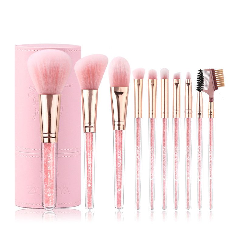 Factory Spot Processing Custom Wholesale Holiday Gift Makeup Brush Bag Crystal Makeup Brush Pink Makeup Brush Set