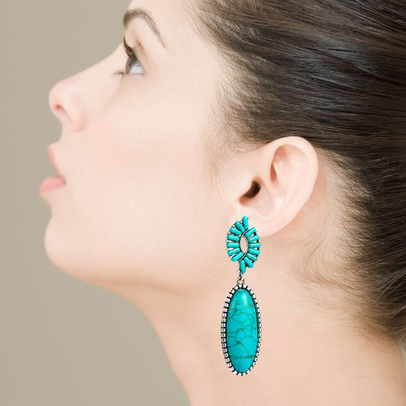 Simple Turquoise Drop Earrings Wholesale