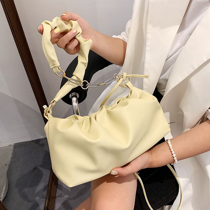 Western Style Pleated Chain Cloud Bag Female Summer 2021 New Fashion Simple Shoulder Underarm Bag Crossbody Dumpling Bag