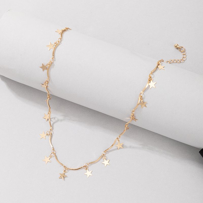 New Simple Golden Five-pointed Star Tassel Necklace