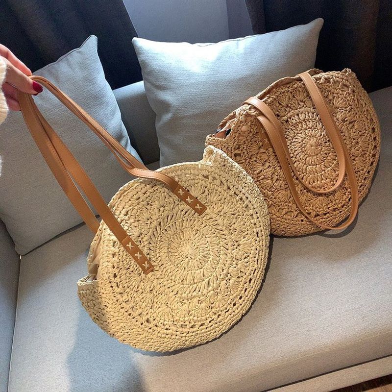 Ethnic Style Straw Woven One-shoulder Portable Big Bag
