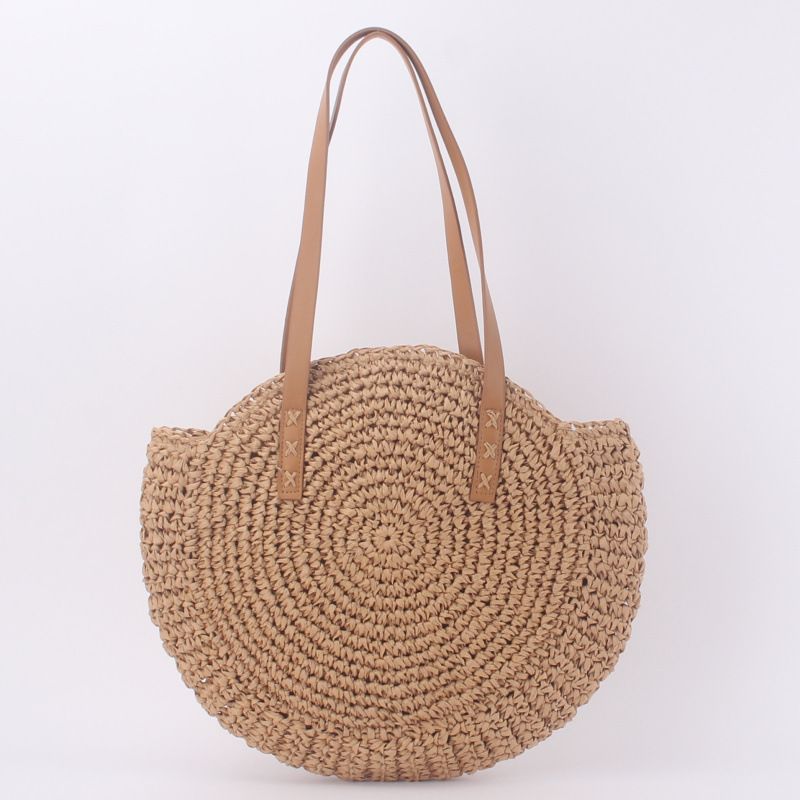 New Straw Woven Round Shoulder Bag Wholesale