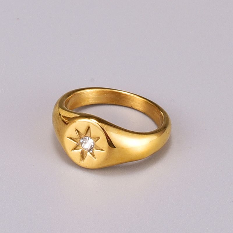 Fashion Star Light Diamant Titan Stahl Vergoldeter Ring