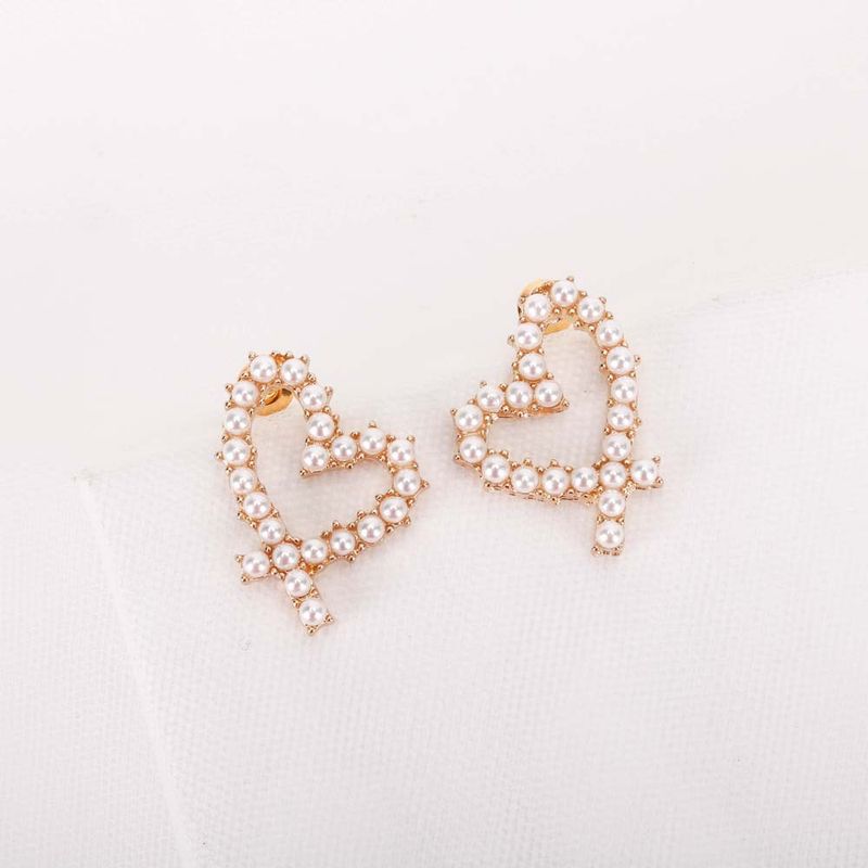 Korean Style Pearl Heart Shape Earrings