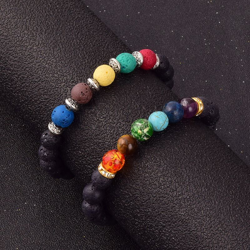 Pulsera Retro Con Cuentas De Piedra Negra