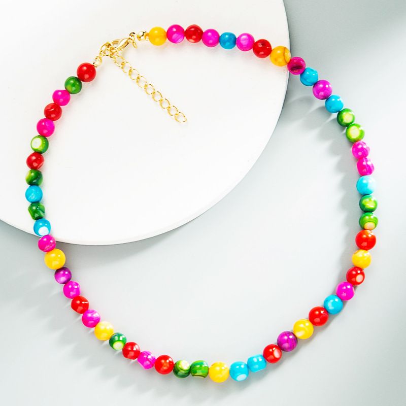 Bohemian Colorful Glass Handmade Beaded Clavicle Chain