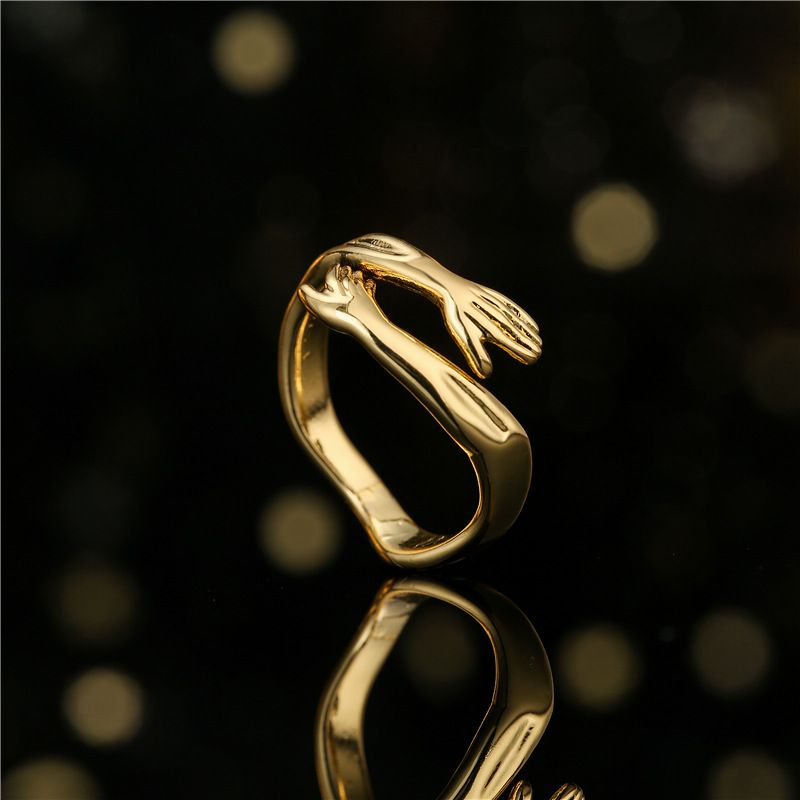 Fashion Hug Shape Plated 18k Gold Copper Opening Ring