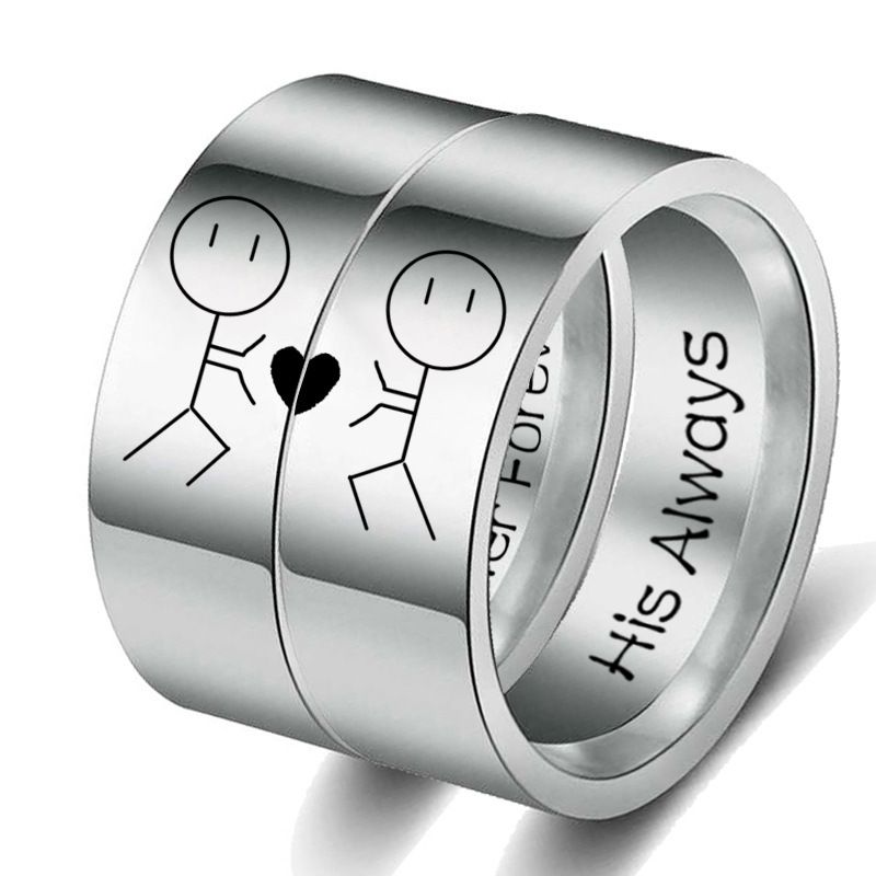 Fashion Letter Stainless Steel Couple Ring