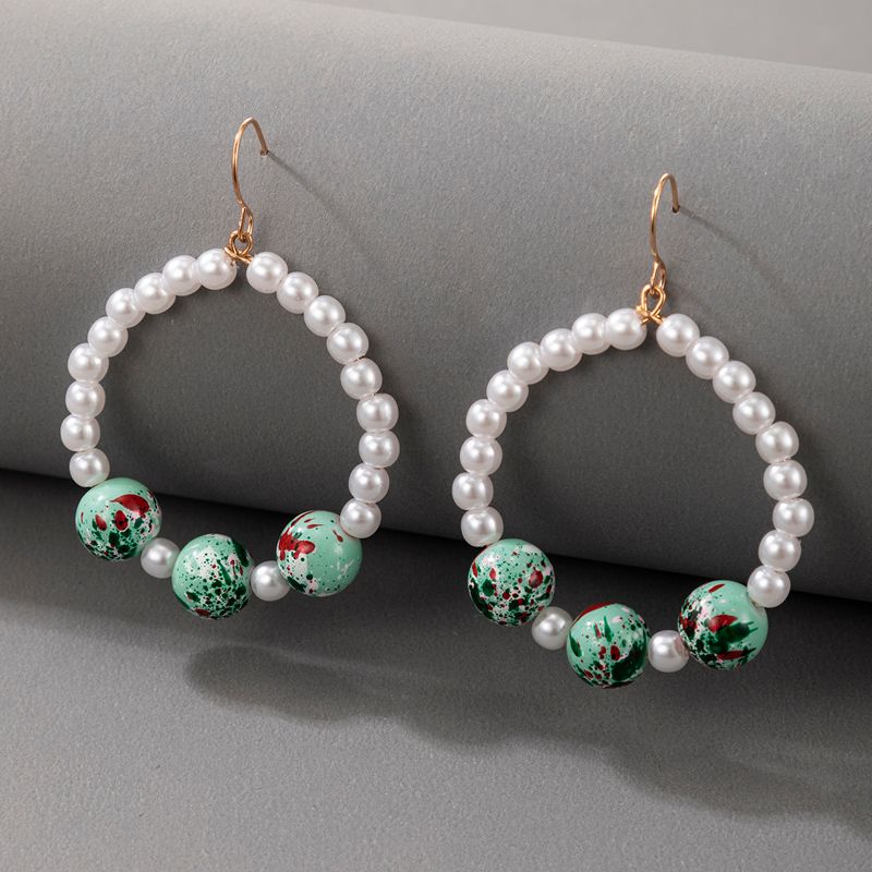 Nihaojewelry Simple Color Contrast Pearl Circle Earrings Wholesale Jewelry