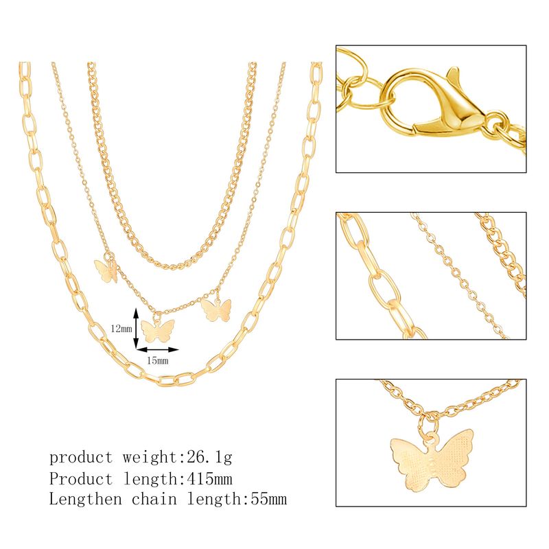 Korean Style Butterfly Diamond Chain Multi-layer Necklace