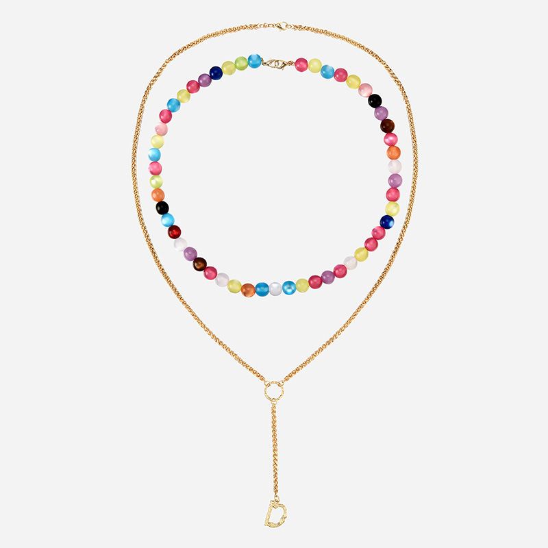 Bohemian Style Color Round Bead Chain Multilayer Necklace