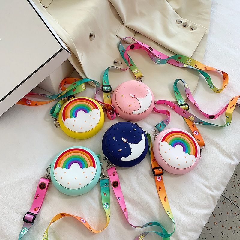 Fashion Cute Rainbow Little Star Silicone Children Messenger Bag