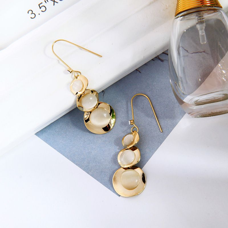 Korean Simple Opal Tassel Copper Earrings Wholesale