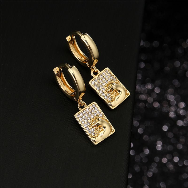 Fashion Copper Micro-inlaid Zircon Geometric Shape Leopard Earrings
