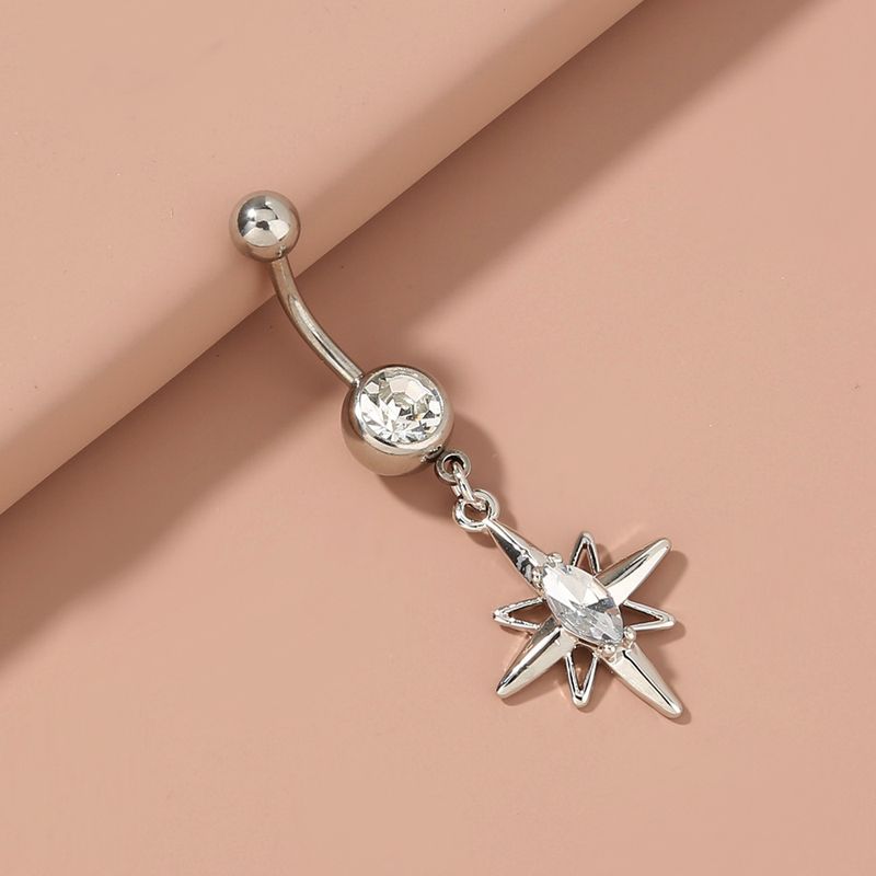 Fashion Stainless Steel Diamond-studded Sky Star Pendant Belly Button Nail Wholesale
