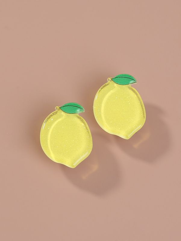 Simple Yellow Lemon Acrylic Earrings Wholesale