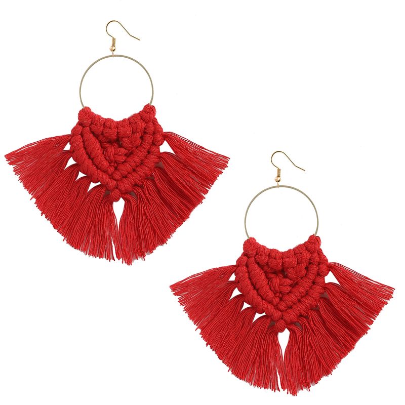 Bohemian Ethnic Style Handmade Braided Tassel Color Earrings