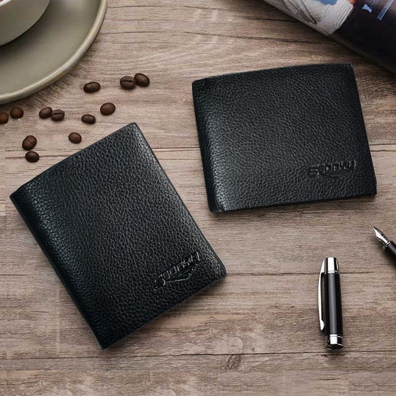 Korean Solid Color Cross Section Leather Wallet Wholesale