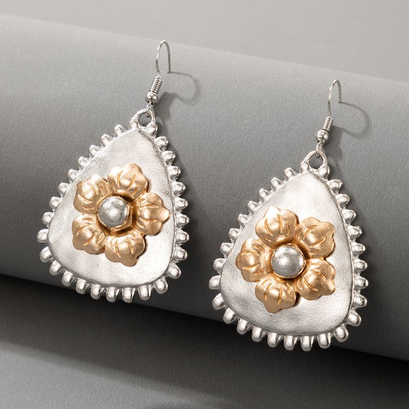 Nihaojewelry Fashion Triangle Geometric Flower Earrings Wholesale Jewelry