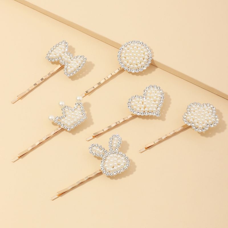 Nihaojewelry Korean Style Pearl Heart-shaped Butterfly Hairpin Wholesale Jewelry