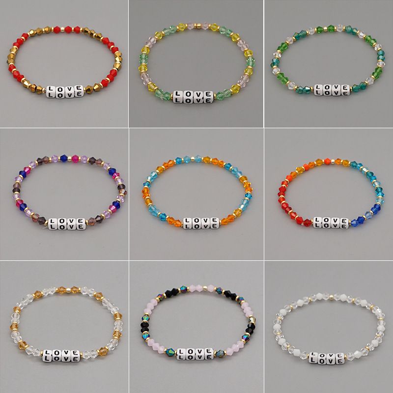 Nihaojewelry Ethnic Style Crystal Handmade Beaded Letter Bracelet Wholesale Jewelry