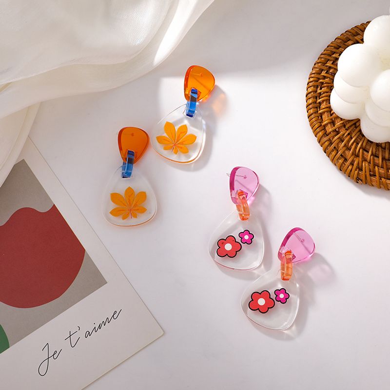 Wholesale Jewelry Color Flower Resin Acrylic Earrings Nihaojewelry