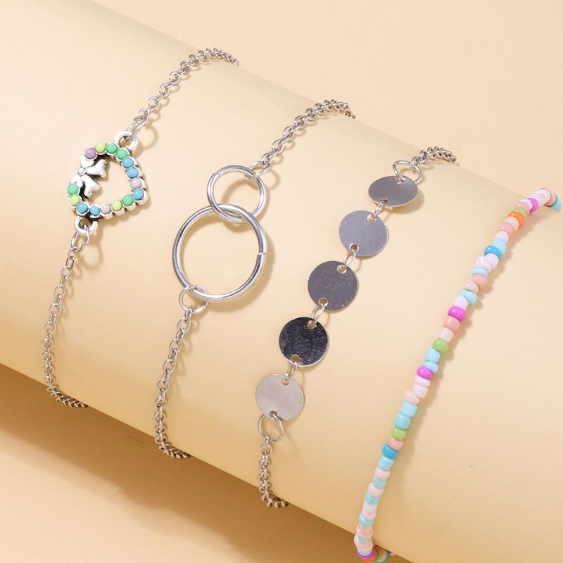 Nihaojewelry Schmuck Großhandel Farbe Perlen Pfirsich Herz Kreis Anhänger Kinderarmband Set