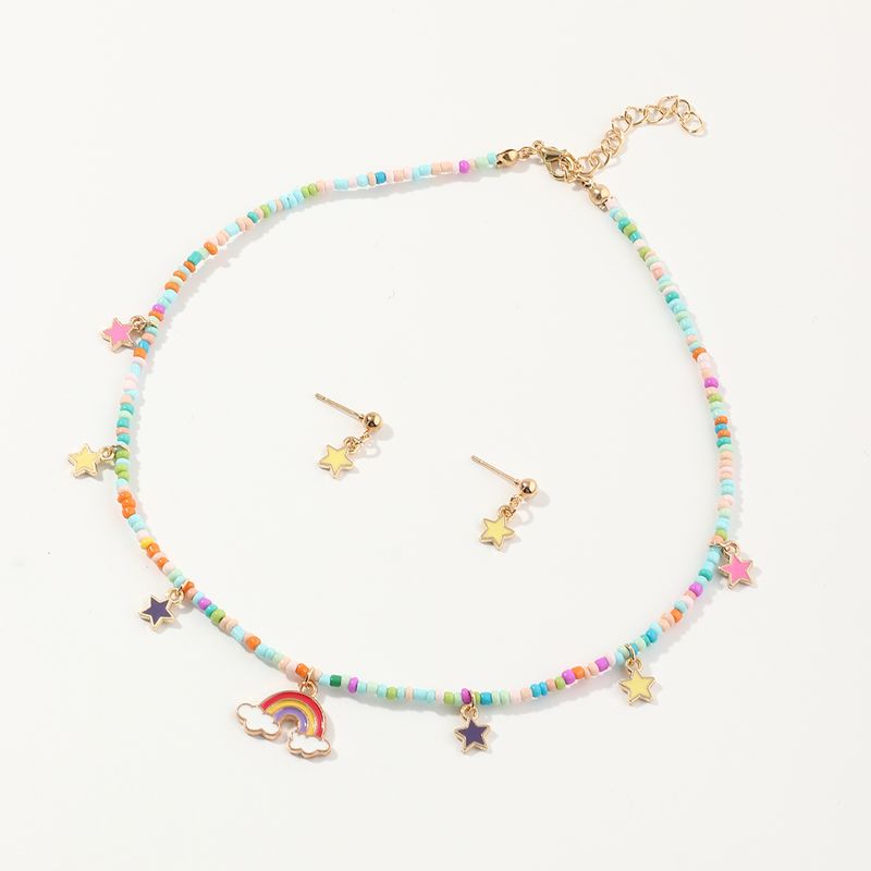 Einfacher Stil Farbblock Perlen Mädchen Halskette