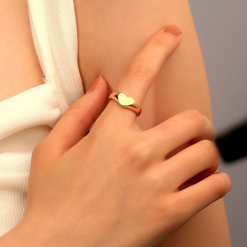 Wholesale Jewelry Korean Heart-shape Plain Copper Ring Nihaojewelry