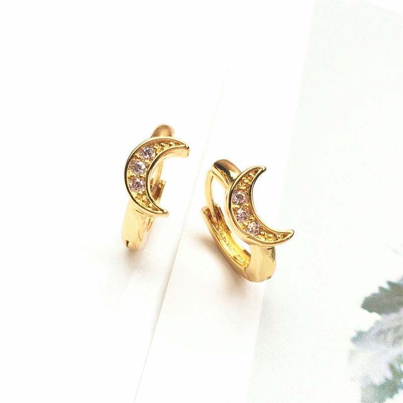 Wholesale Jewelry Fashion Moon Copper Inlaid Zircon Earrings Nihaojewelry