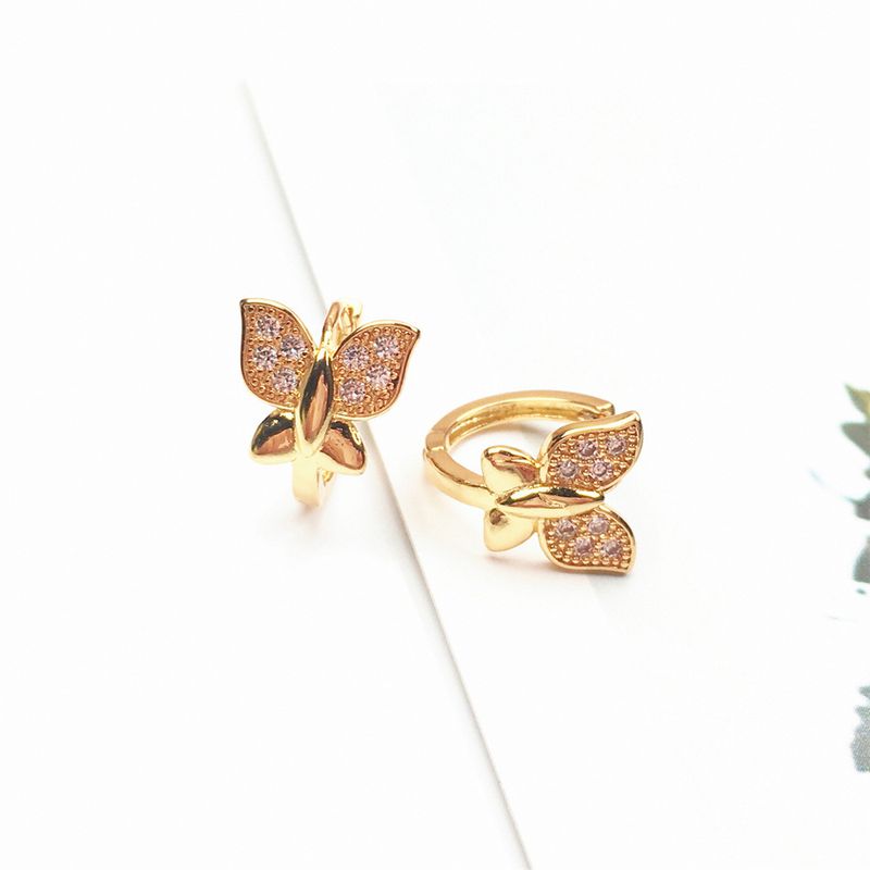 Wholesale Jewelry Simple Butterfly Shape Copper Micro-inlaid Zircon Earrings Nihaojewelry