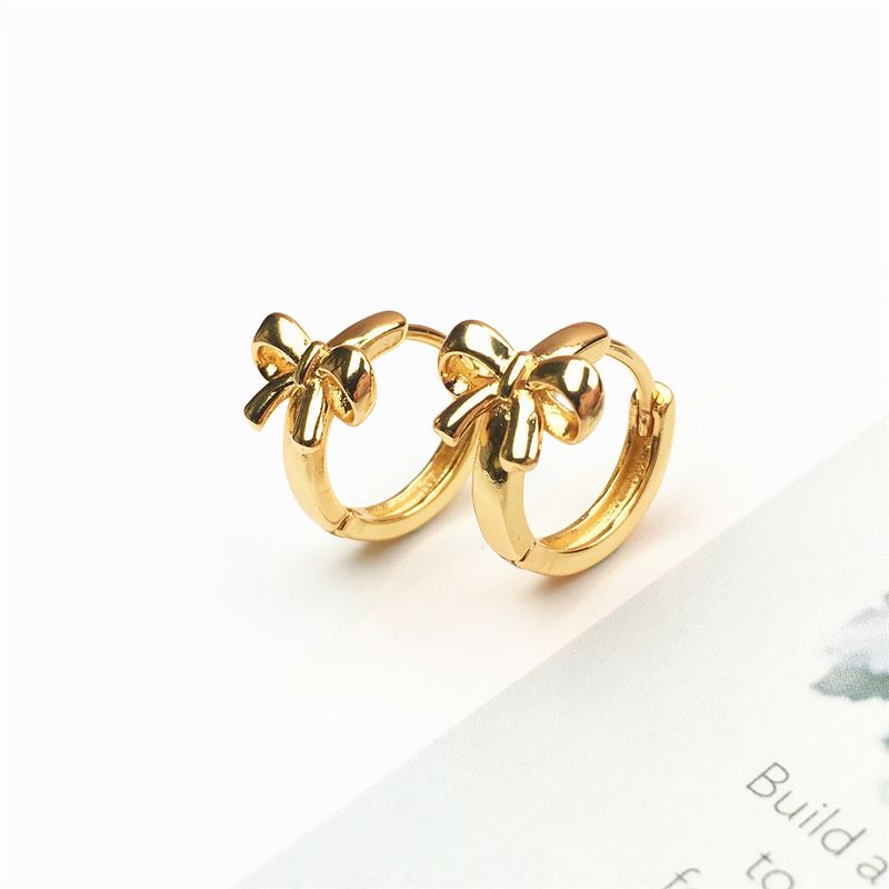 Wholesale Jewelry Simple Gold-plated Bow Copper Earrings Nihaojewelry
