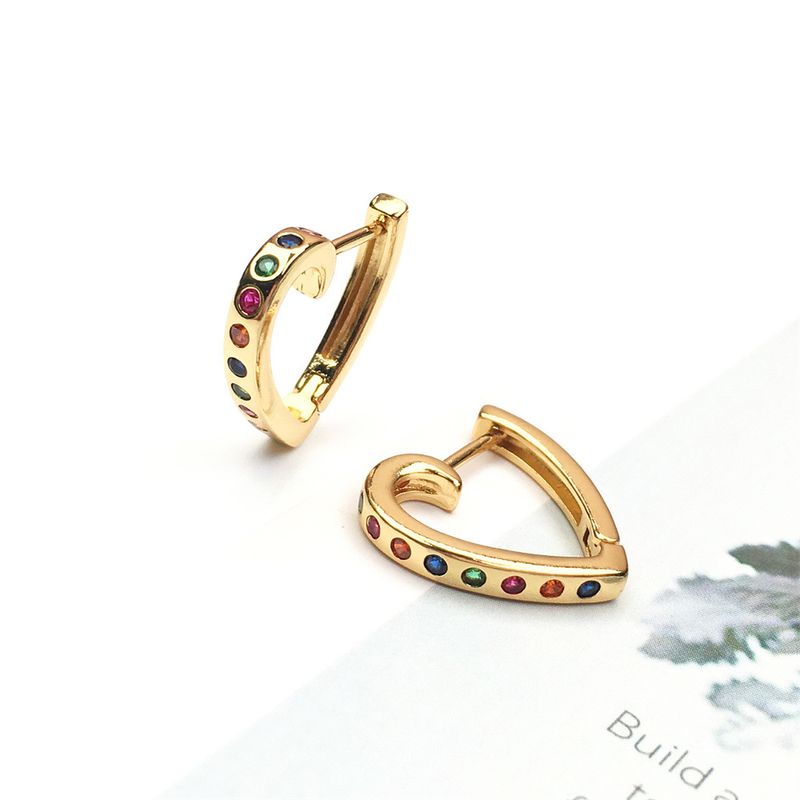 Wholesale Jewelry Fashion Hollow Heart-shape Copper Inlaid Zircon Earrings Nihaojewelry