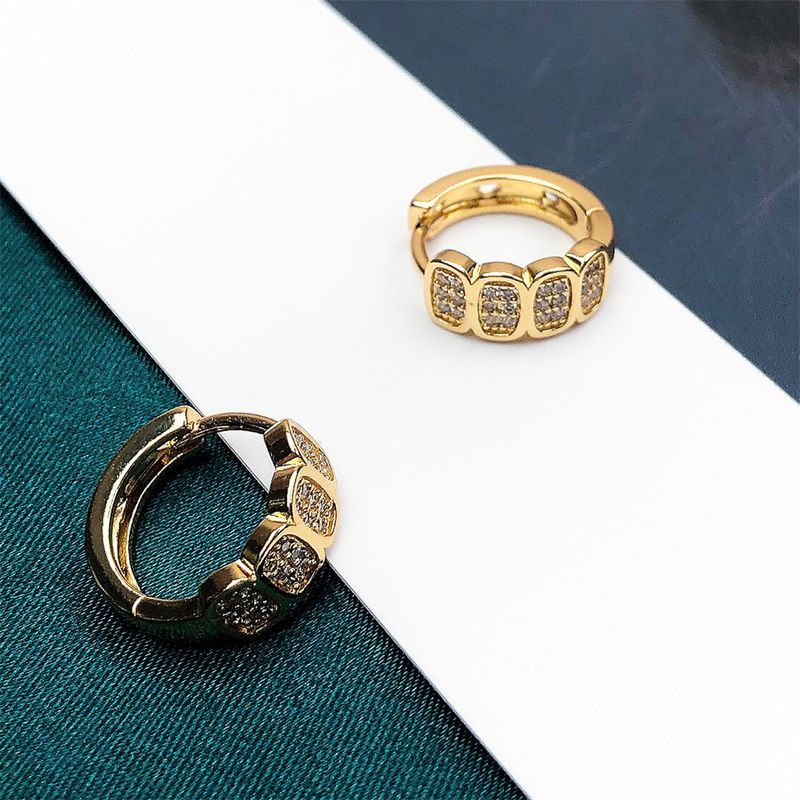 Wholesale Jewelry Fashion Geometric Copper Inlaid Zircon Asymmetric Earrings Nihaojewelry