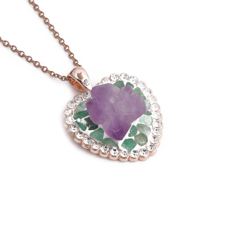 Nihaojewelry Simple Amatista Corazón Diamante Colgante Collar Joyería Al Por Mayor