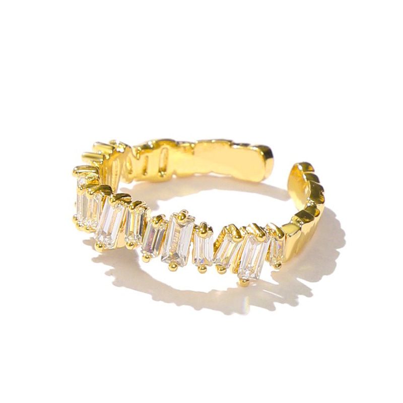 Wholesale Jewelry Square Zircon Irregular Copper Ring Nihaojewelry
