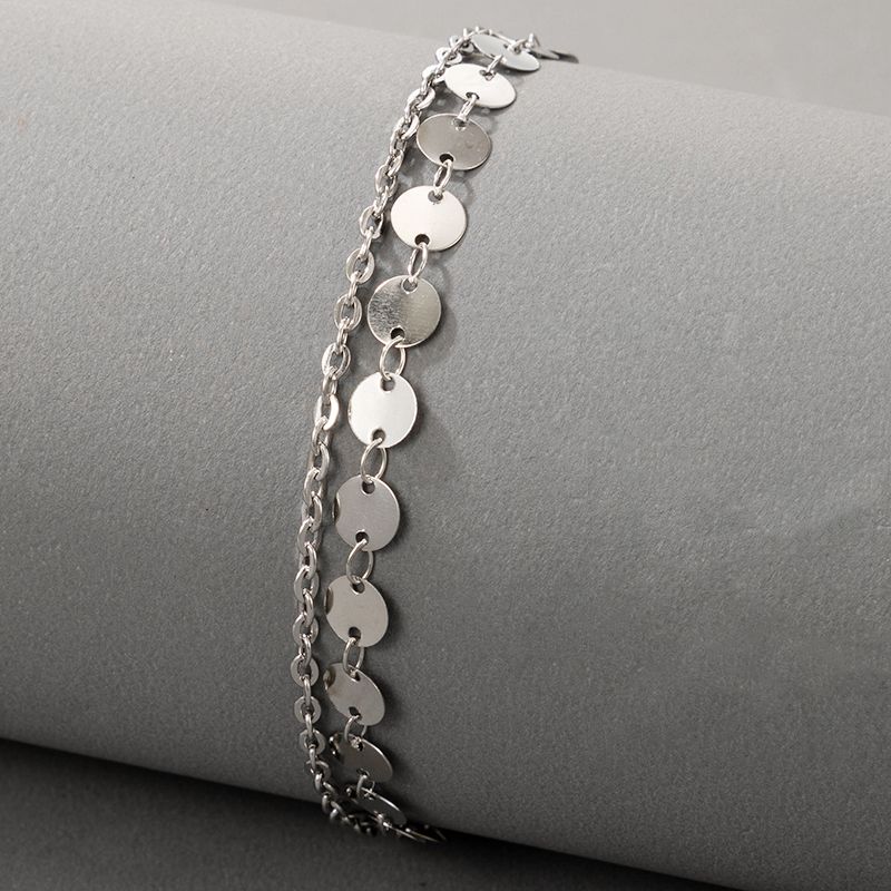 Nihaojewelry Jewelry Wholesale Silver Disc Geometric Multi-layer Bracelet Anklet