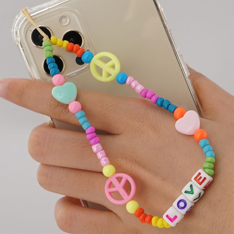 الأزياء إلكتروني مطرز اليد-المنسوجة الملونة الخرز الهاتف المحمول سلسلة