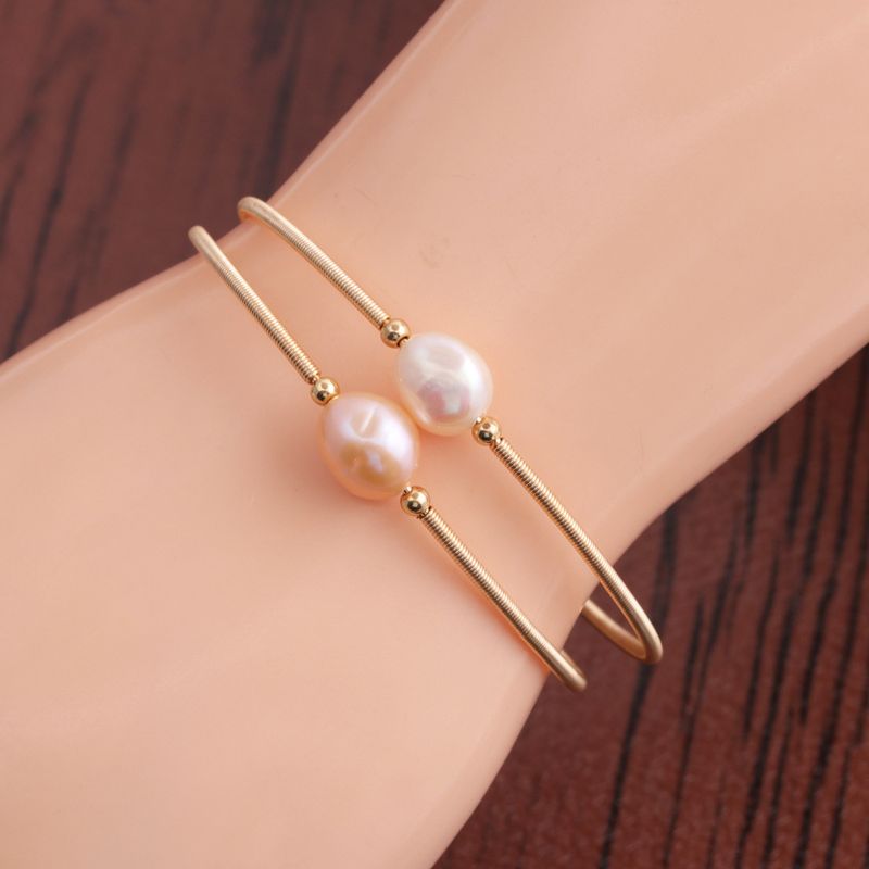Bracelet De Perles D&#39;eau Douce Coréenne En Or 14 Carats