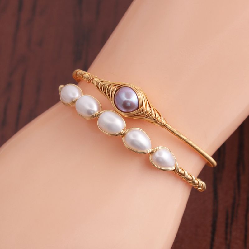 Bracelet Élastique À Enroulement En Or 14k Violet À La Mode Simple