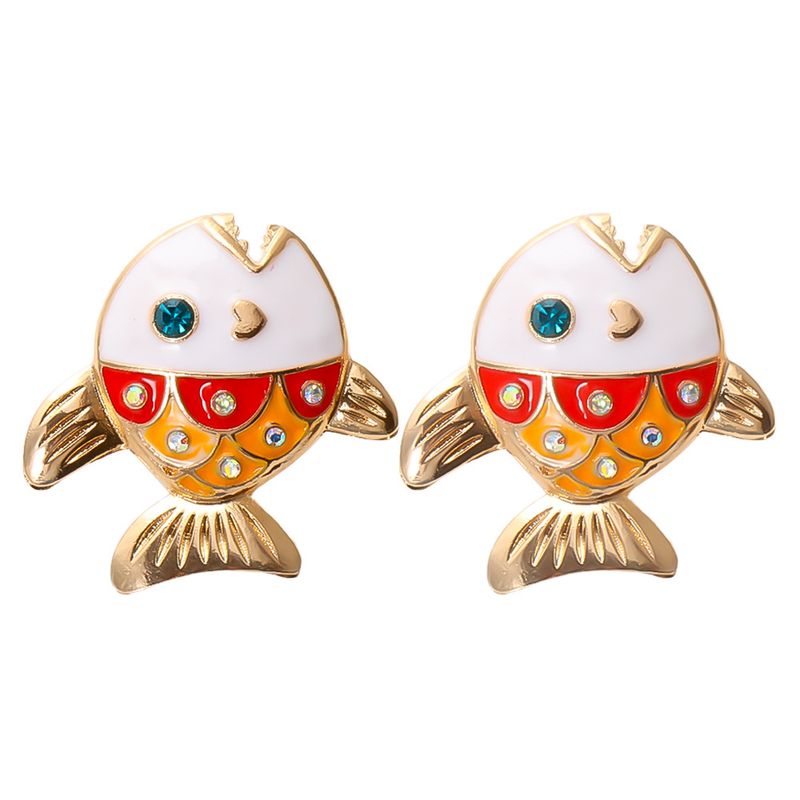 Retro Small Fish Epoxy Earrings Wholesale